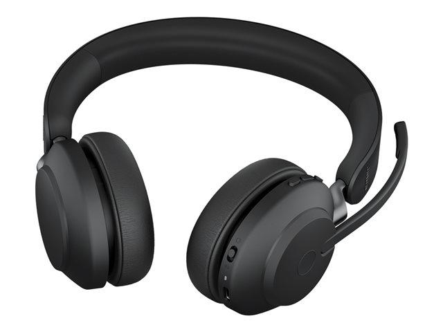 Слушалки Jabra Evolve2 65 стерео слушалки + стойка, UC, Link380, Bluetooth/Wireless, USB-A, черни, 26599-989-989