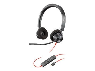 Слушалки POLY Blackwire 3320 BW3320-M (214013-01), шумопотискащ микрофон, гъвкаво рамо, оптимизирани за Microsoft Teams, USB Type-C, Черни