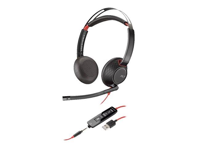 Слушалки POLY Blackwire C5220 (207576-201), стерео слушалки, шумопотискащ микрофон, USB / 3,5 мм жак