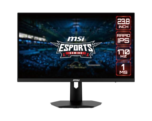 Монитор MSI G244F Esports, 23.8” Rapid IPS, 1ms, 170Hz, 1920x1080 FLAT, 1000:1, 250 cd/m2, FreeSync Premium, Anti-glare, Anti-Flicker, Less Blue Light, Night Vision, CONSOLE MODE, 2x HDMI, 1x DP, 1x Earphone out, Tilt, VESA 75, Frameless, 9S6-3BB4CH-
