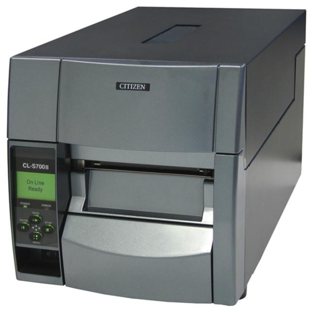 Етикетен принтер Citizen Label Industrial printer CL-S700IIDT, 200mm/s, Print Width 4"(104mm)/Media Width min-max (12.5-118mm)/Roll Size max 200mm, Core Size(25-75mm), 203dpi/USB/RS-232+Opt.card LinkServer/Plug (EU) Grey + Citizen Direct Thermal 745 