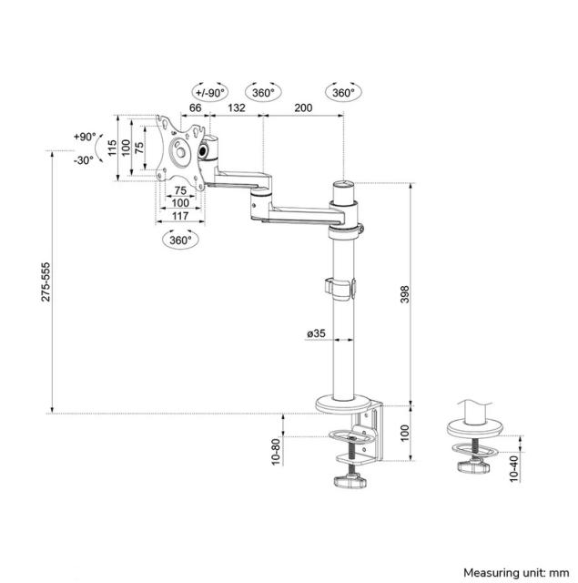 Стойка Neomounts by Newstar Next Lite Flat Screen Desk Mount (clamp+grommet)