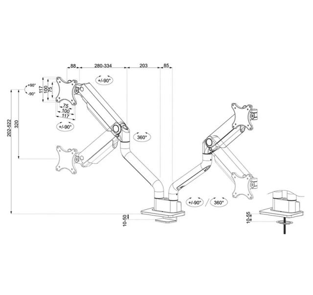 Стойка Neomounts by Newstar Next One Desk Mount, double display (topfix clamp &grommet)
