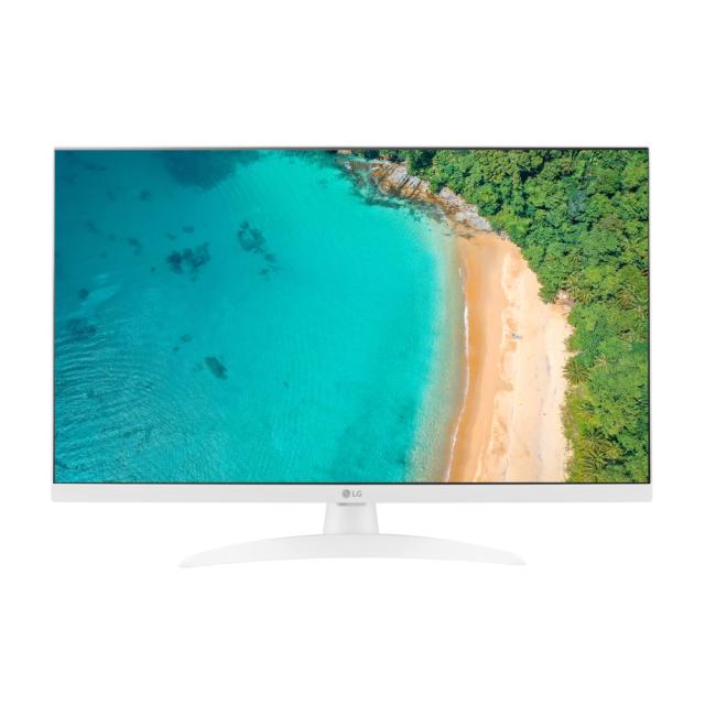 Монитор LG 27TQ615S-WZ, 27" (68.58cm) IPS, Smart webOS, TV Tuner DVB-T2/C /S2, 1000:1, Mega DFC, 250cd, Full HD (1920 x 1080), Wi-Fi, LAN, AirPlay, HDMI, CI Slot, USB 2.0, Bluetooth, AI Sound, Speakers, White