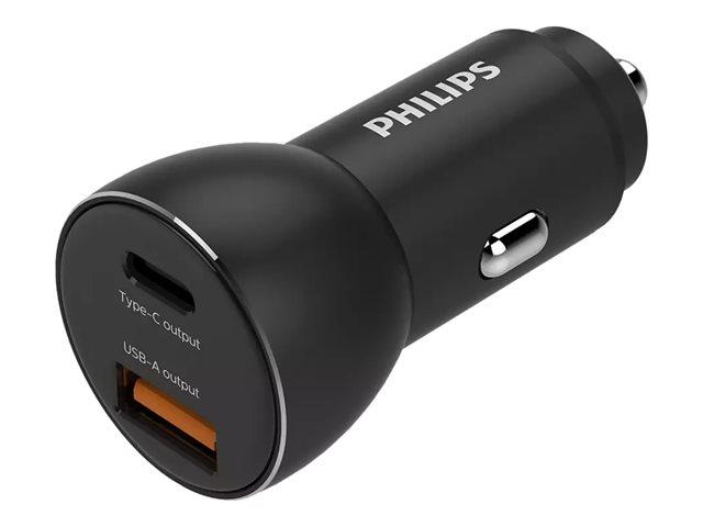 Зарядно устройство за кола DLP2521/00, 1x USB A(ж), 1x USB C(ж), 12-24V, черно