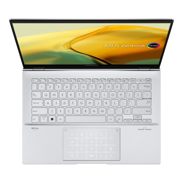 Лаптоп Asus Zenbook UX3402VA-KM540W, Intel Core i5-13500H 12C (2.6/4.70 GHz, 18 MB cache), 14" (35.56cm) OLED WQXGA+ 90Hz Glare, 16GB LPDDR5, 512GB SSD NVMe, 2x Thunderbolt 4, Windows 11 Home