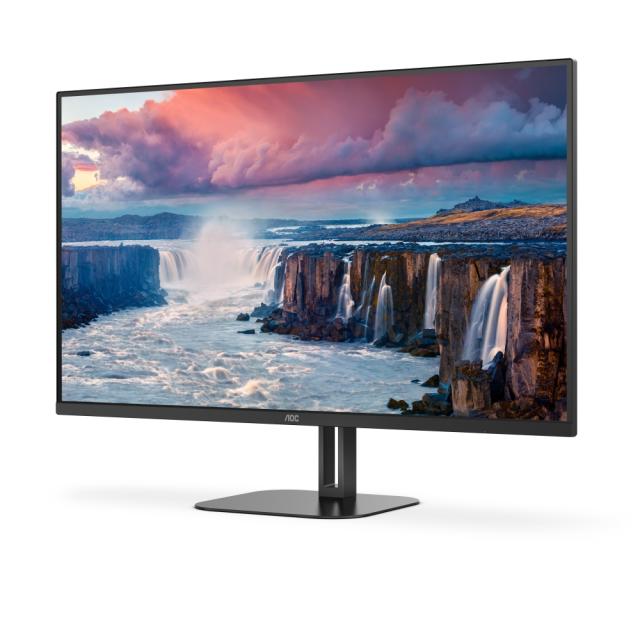 Монитор AOC Q32V5CE/BK, 31.5" VA WLED, 2560x1440@75Hz, 4ms GtG, 1ms MPRT, 300cd m/2, 3000:1, 20M:1 DCR, Adaptive Sync, FlickerFree, Low Blue Light, 5Wx2, Tilt, HDMI, DP, USB hub