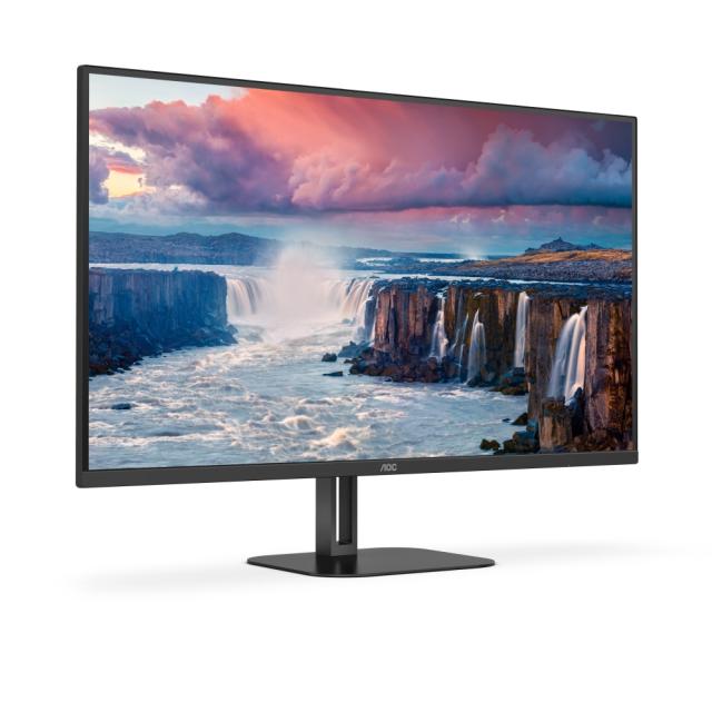 Монитор AOC Q32V5CE/BK, 31.5" VA WLED, 2560x1440@75Hz, 4ms GtG, 1ms MPRT, 300cd m/2, 3000:1, 20M:1 DCR, Adaptive Sync, FlickerFree, Low Blue Light, 5Wx2, Tilt, HDMI, DP, USB hub