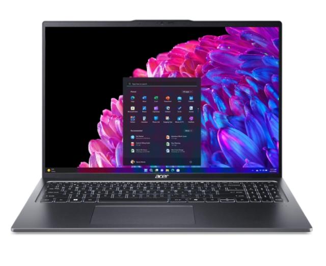 Лаптоп Acer Swift Go16, SFG16-72-7964, Intel Core Ultra 7 155H 16C (1.4/4.80 GHz, 24MB) 16.0" (40.64 cm) OLED 120Hz, 32GB LPDDR5, 1TB PCIe NVMe, Win 11 Home, GraySD