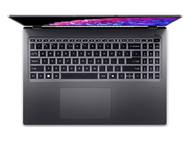 Лаптоп Acer Swift Go16, SFG16-72-7964, Intel Core Ultra 7 155H 16C (1.4/4.80 GHz, 24MB) 16.0" (40.64 cm) OLED 120Hz, 32GB LPDDR5, 1TB PCIe NVMe, Win 11 Home, GraySD