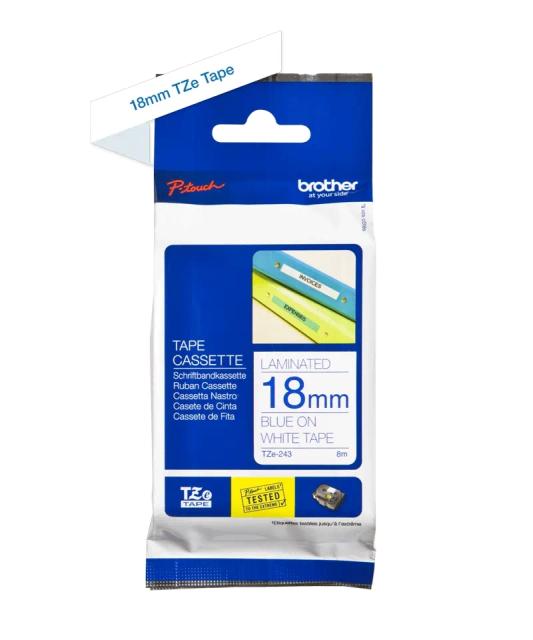 Консуматив Brother TZe-243 Tape Blue on White Laminated, 18mm, 8m - Eco