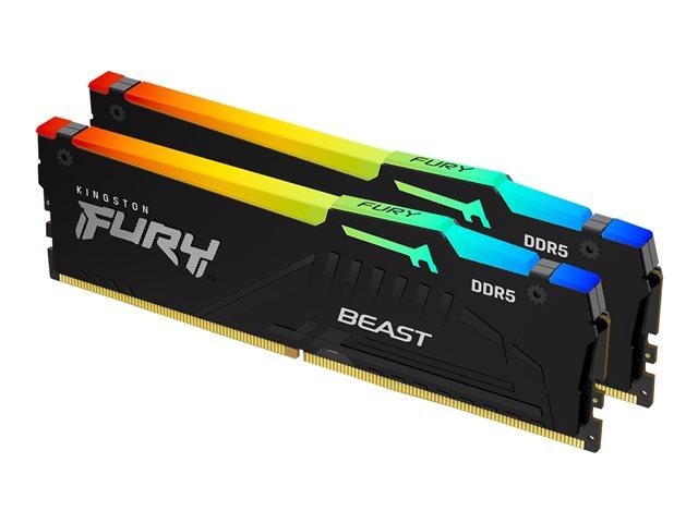 Памет KINGSTON FURY Beast RGB  32GB (2x16) 5200MHz DDR5 CL40 DIMM, 1.25V - KF552C40BBAK2-32