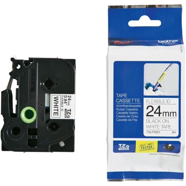 Консуматив Brother TZe-FX251 Tape Black on White, Flexible ID, 24mm, 8m