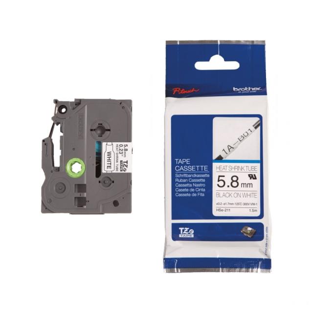 Консуматив Brother HS-E211 5.8mm Black on White Heat Shrink Tube