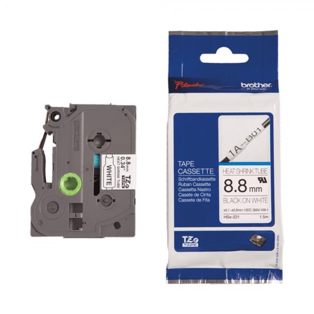 Консуматив Brother HS-E221 8.8mm Black on White Heat Shrink Tube
