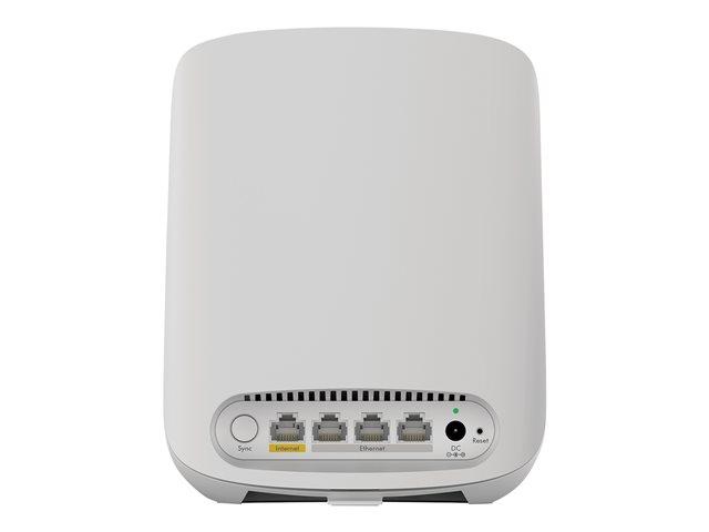 Мрежови комплект Netgear Orbi RBR352 AX1800, (2 pack), WiFi 6 Dual Band Mesh System, 1800Mbps, 2.4GHz (600Mbps)/ 5GHz (1200Mbps), Wi-Fi AX, 3x 10/100/1000Mbps LAN, 1x 10/100/1000Mbps WAN, 2 вътрешни антени