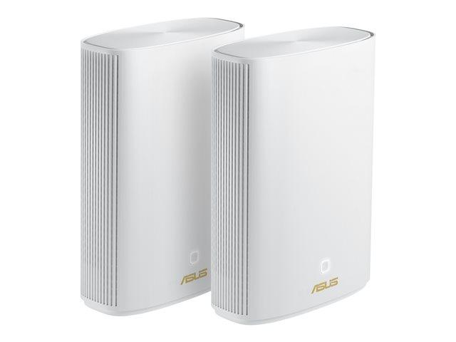 Мрежови комплект ASUS ZENWIFI AX HYBRID XP4 (2 pack), Мобилен, 1300Mbps, 2.4GHz (574 Mbps), 5GHz (1201Mbps),  Dual Band WiFi 6, 2 x LAN 10/100,1000bps, 1 x WAN 10/100/1000bps, 4 x вътрешни антени, USB 3.2 Gen 1, Бял