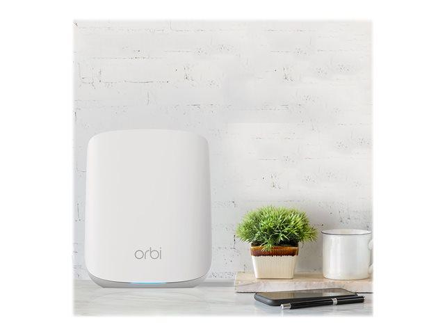 Рутер Netgear Orbi RBR350 Dual-Band Mesh WiFi6 AX1800, 1800Mbps, 2.4GHz (600Mbps), 5GHz (1200Mbps), Wi-Fi AX, 3x 10/100/1000Mbps LAN, 1x 10/100/1000Mbps WAN, 2 вътрешни антени