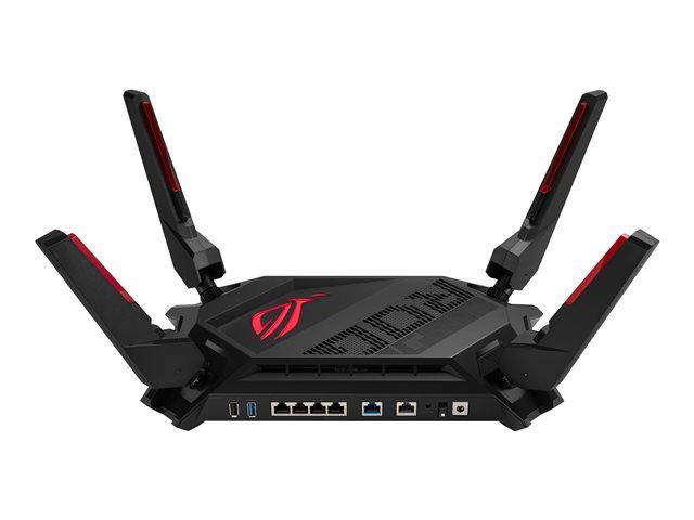 Рутер Asus ROG Rapture GT-AX6000 Dual-Band WiFi 6 802.11ax, 6000Mbps, 2.4GHz (1148Mbps), 5GHz (4804 Mbps), 1x LAN 10/100/1000/2500, 4x LAN 10/100/1000, 1x WAN 10/100/1000/2500, 1x USB 3.2 Gen 1