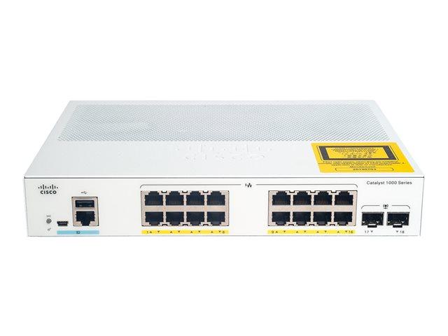 CISCO Catalyst 1000 16-Port Gigabit data-only 2 x 1G SFP Uplinks LAN Base with external power supply C1000-16T-E-2G-L