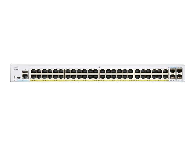 Суич Cisco CBS250-48P-4G-EU, 52 порта, 48x 10/100/1000 Mbps (PoE+), 4 x Gigabit SFP