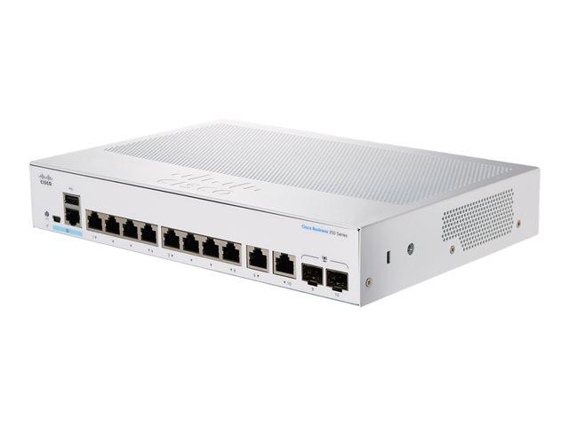 Суич Cisco CBS250, 1000 Mbps, 10 порта, 2 x 1000Base-T / 1000Base-X RJ-45/SFP