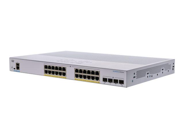 Суич Cisco CBS350, 28-порта, 24 x 10/100/1000 (PoE+), 4x 1G SFP