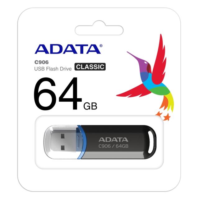 USB памет Adata 64GB C906, USB 2.0, Черна