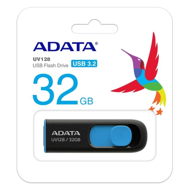 USB памет Adata 32GB UV128 USB 3.2, Черно-синьо