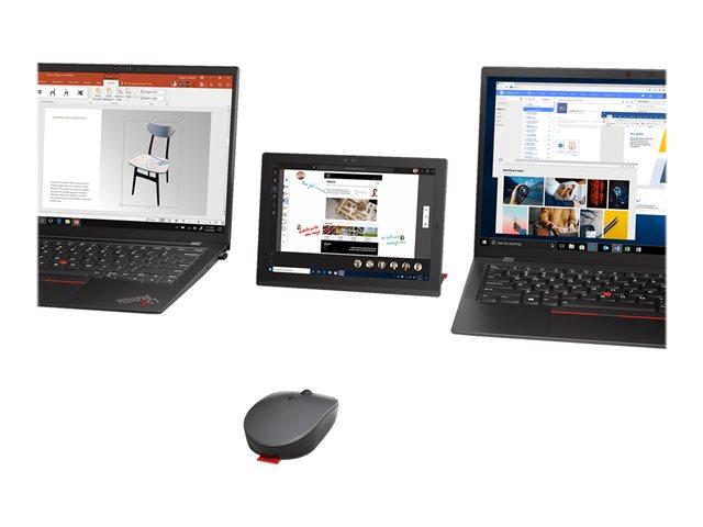 Мишка Lenovo Go Multi-Device Storm, оптична, 2400 dpi, Wireless/Bluetooth, USB Type C, може да се свързва с до 3 устройств, сива