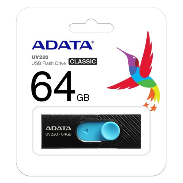 USB памет Adata 64GB UV220 USB 2.0, Черна