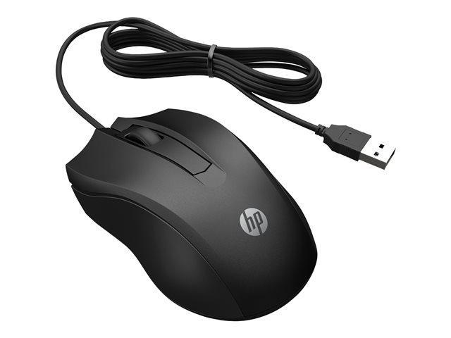 Мишка HP 100, оптична 1600 dpi, USB, черна