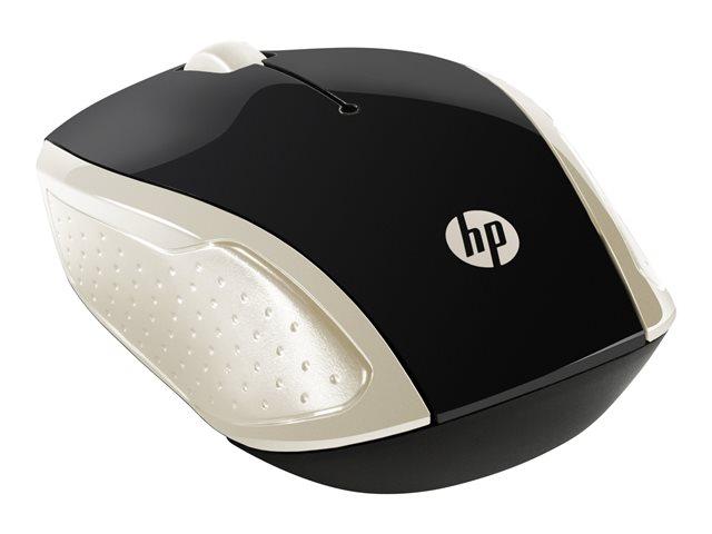 Мишка HP 200, оптична, 1000 dpi, Wireless, черна/златиста