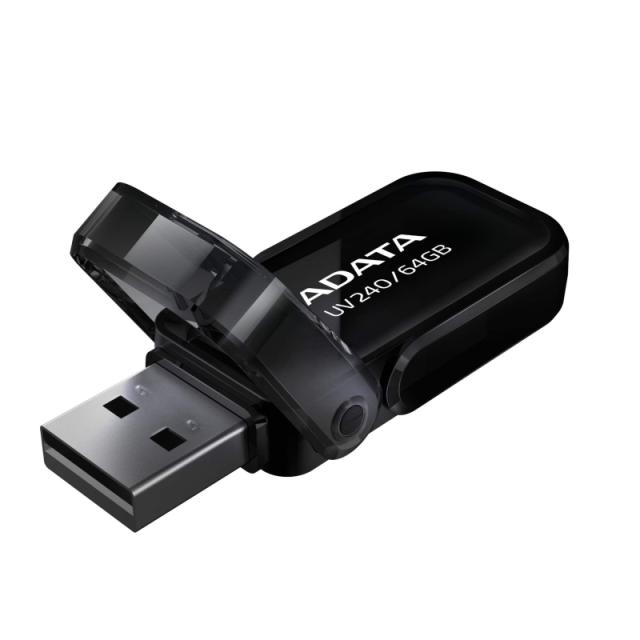 USB памет Adata 64GB UV240, USB 2.0, Черна