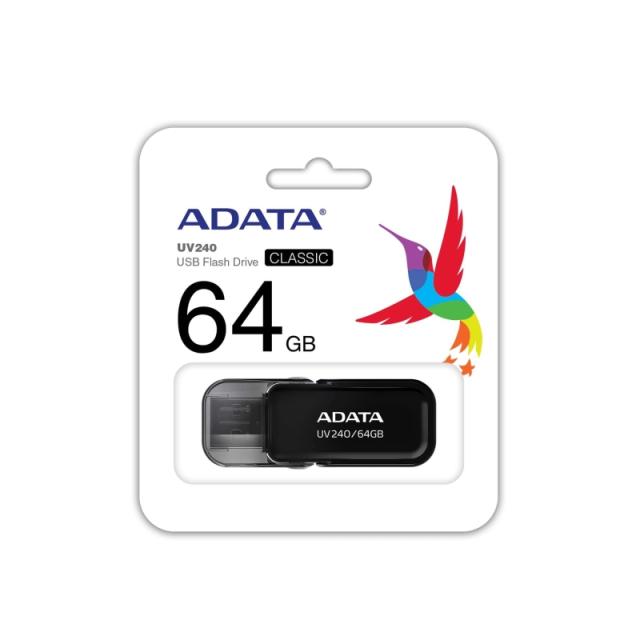 USB памет Adata 64GB UV240, USB 2.0, Черна