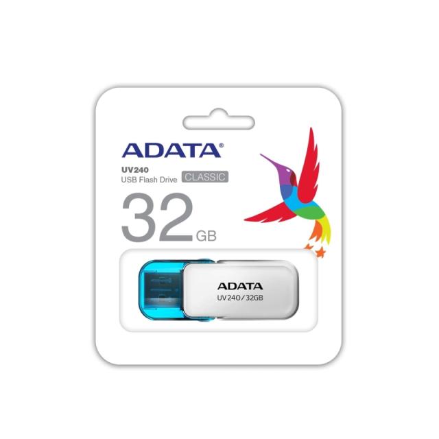 USB памет Adata 32GB UV240, USB 2.0, Бяла