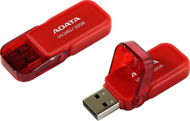 USB памет Adata 32GB UV240, USB 2.0, Червена