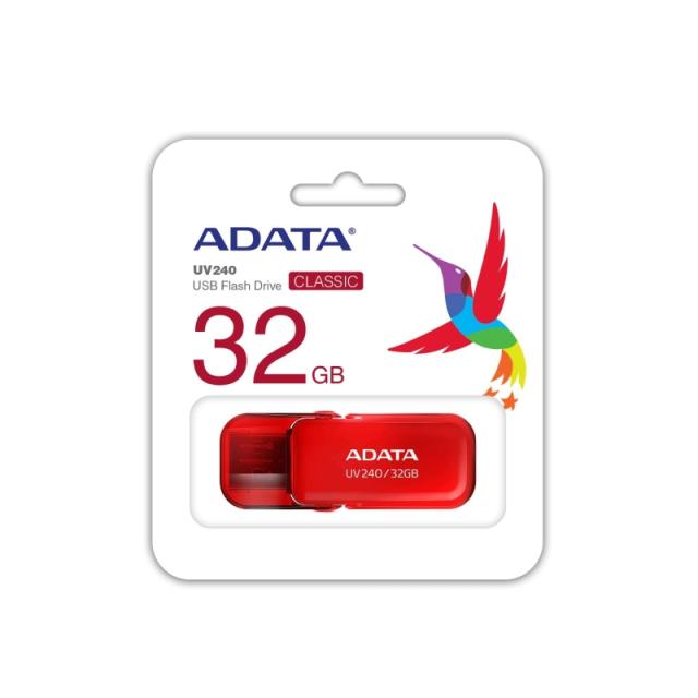USB памет Adata 32GB UV240, USB 2.0, Червена