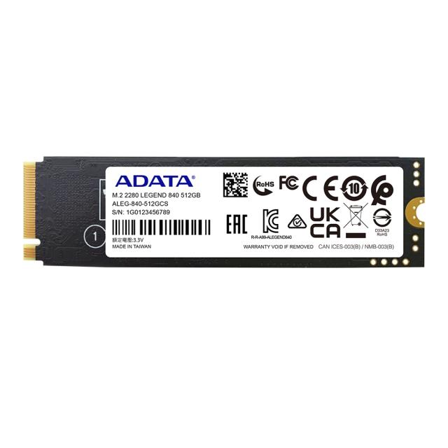 Твърд диск Adata 512GB , LEGEND 840, PCIe Gen4 X4, M.2 2280- Solid State Drive