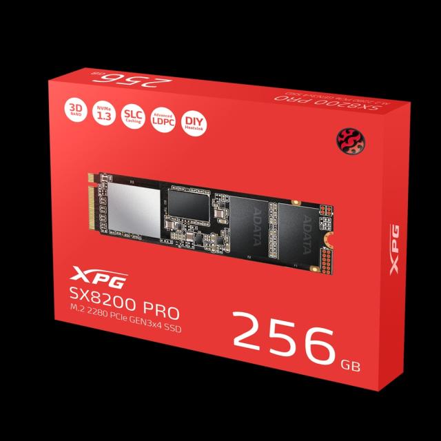 Твърд диск Adata 256GB , SX8200PNP, PCIe Gen3 X4, M.2 2280- Solid State Drive