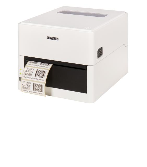 Етикетен принтер Citizen Label Desktop printer CL-E300 Direct thermal Print Speed 200mm/s, Print Width(max.) 4"(104 mm)/ Media Width (min-max) 1"- 5"(25.4-118.1 mm)/ Roll Size(max) 5"(125 mm), Core Size 1" (25mm), Resol.203dpi/ Interface USB/RS-232/L