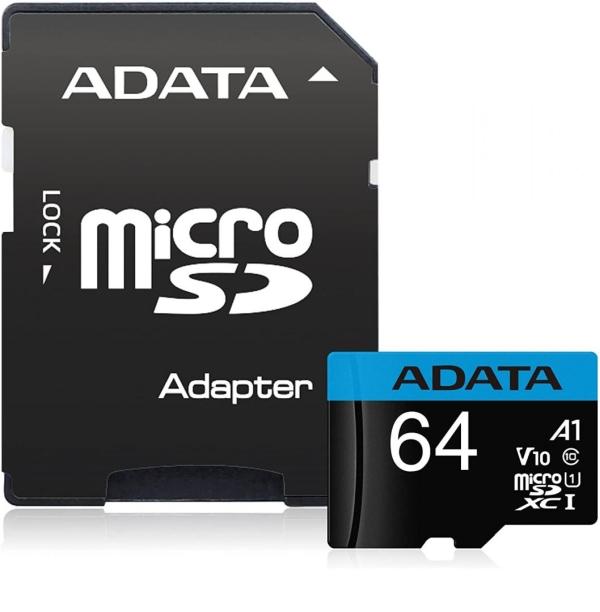 Карта памет Adata 64GB MicroSDXC UHS-I CLASS10 A1, с адаптер