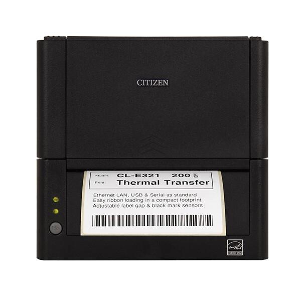 Етикетен принтер Citizen Label Desktop printer CL-E321 Thermal Transfer+Direct Print Speed 200mm/s, Print Width(max.)4"(104 mm)/Media Width(min-max)1"- 5"(25.4-118.1 mm)/Roll Size(max)5"(125 mm), Core Size 1"(25mm),Resol.203dpi/Interface USB/RS-232/L