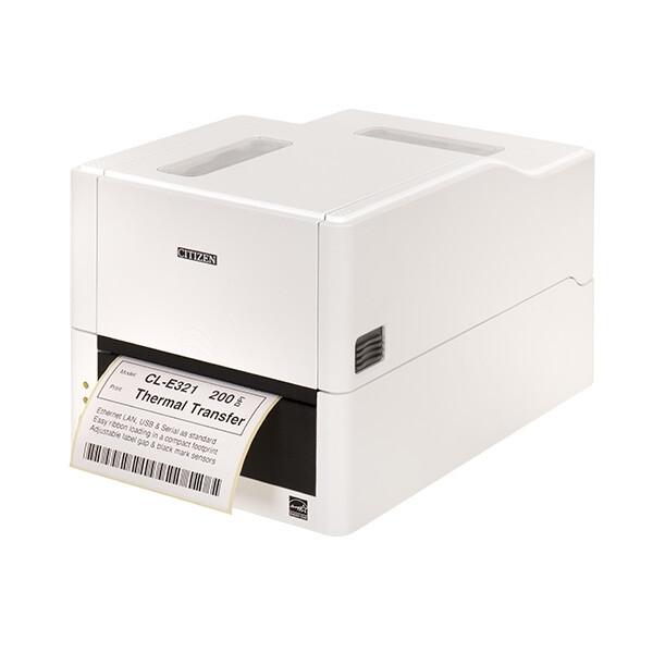 Етикетен принтер Citizen Label Desktop printer CL-E321 Thermal Transfer+Direct Print Speed 200mm/s, Print Width(max.)4"(104mm)/Media Width(min-max) 1"- 5"(25.4-118.1 mm)/Roll Size(max)5"(125 mm), Core Size 1"(25mm),Resol.203dpi/Interface USB/RS-232/L