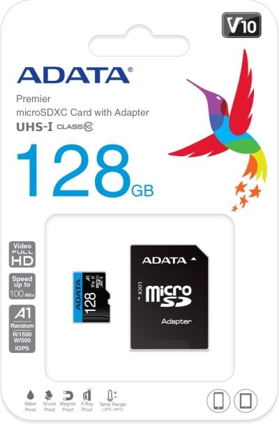 Карта памет Adata 128GB MicroSDXC UHS-I CLASS10 A1, с адаптер