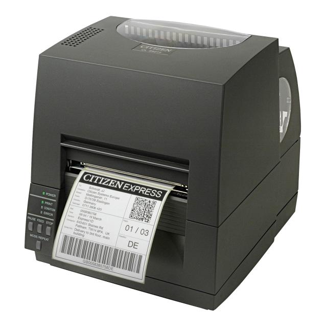 Етикетен принтер Citizen Label Industrial printer CL-S621II Thermal Transfer+Direct Print Speed 150mm/s, Print Width 4"(104mm)/Media Width min-max (25.4-118.1mm)/Roll Size max 125mm, Ext. diam.200mm, Core Size 25mm, Resol.203dpi/Interf.USB/RS-232+Opt