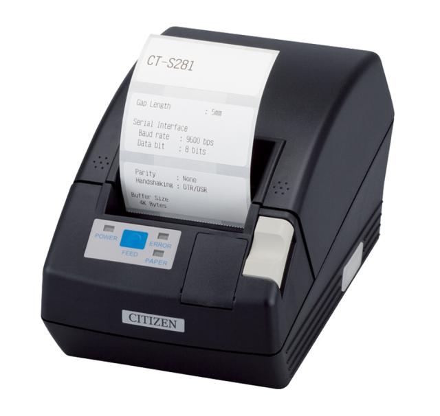 POS принтер Citizen CT-S281 Printer; Serial, inc Cutter, Black, inc PSU