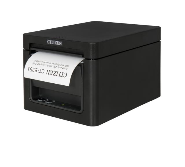 POS принтер Citizen POS printer CT-E351 Direct thermal Print Speed 250mm/s, Print Widht 72mm(58/80mm)/ Media Width (min-max) 59/80mm/Roll Size(max)83mm/Emul.Lang.ESC/POS/Reliability 200mln.pulses/150 Km/2 mln.cuts/Resol.203dpi/ Interface USB/RS-232/E
