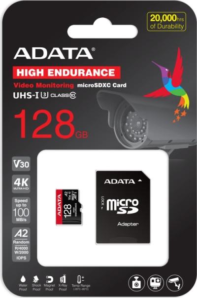 Карта памет Adata 128GB MicroSDXC UHS-I U3 V30S (R100MB/s) HIGH, с адаптер