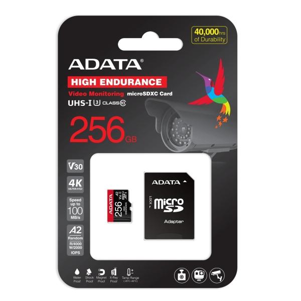 Карта памет Adata 256GB MicroSDXC UHS-I U3 V30S (R100MB/s) HIGH, с адаптер